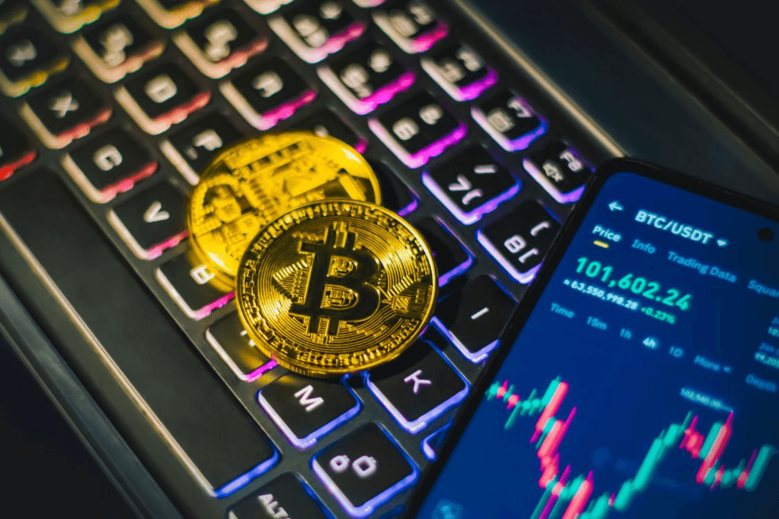 bitcoin coin on a computer keyboard, best