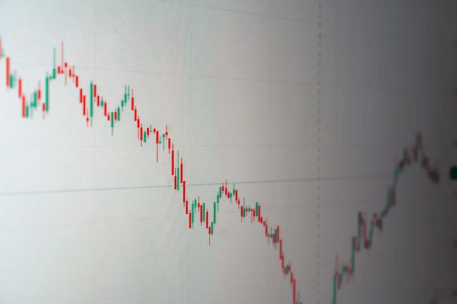 Close-up of a crypto stock chart on a