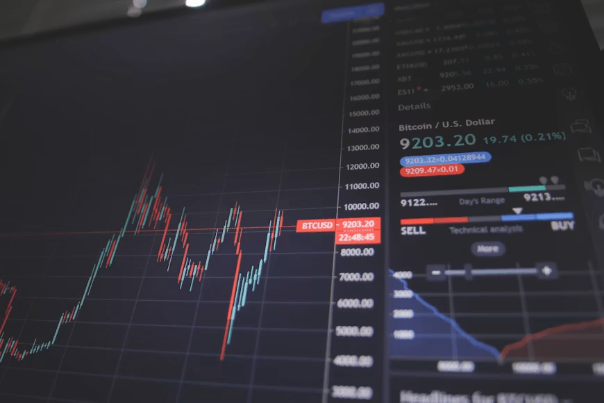 Stock chart displaying crypto rally on a computer