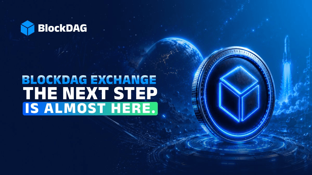 BlockDAG Exchange on a blue background indicating an
