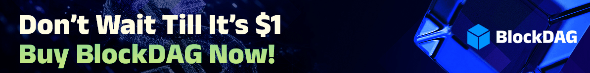 Blue and green crypto advertisement on black background